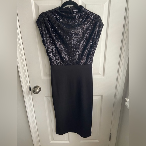 Express Black Sequin Dress - Picture 1 of 2